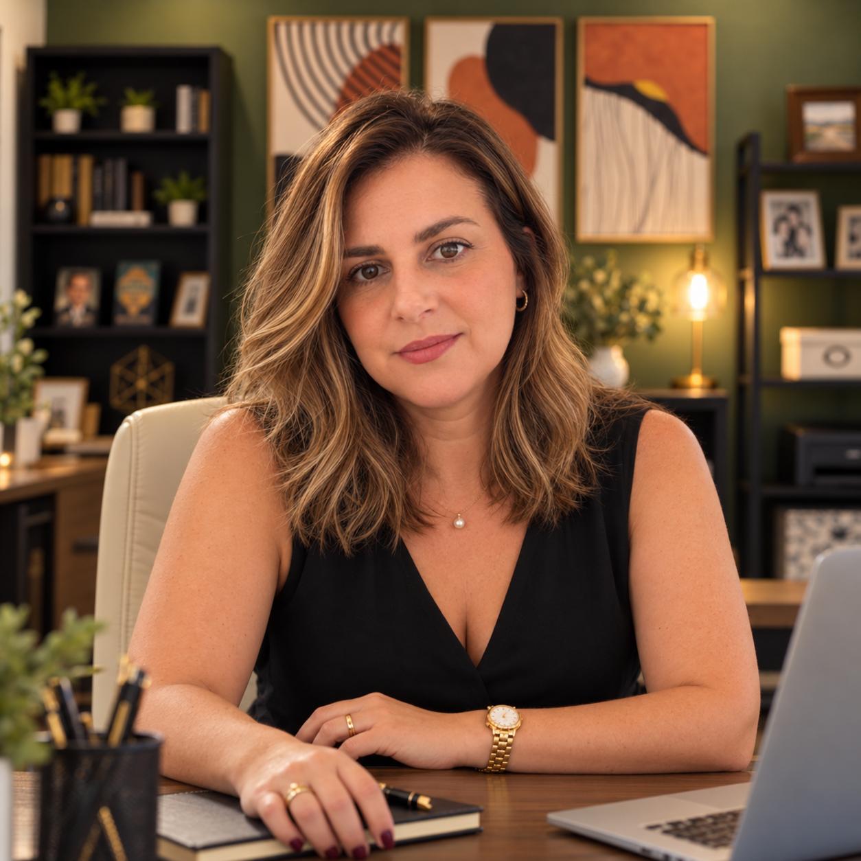 Simone Figueira em seu escritório